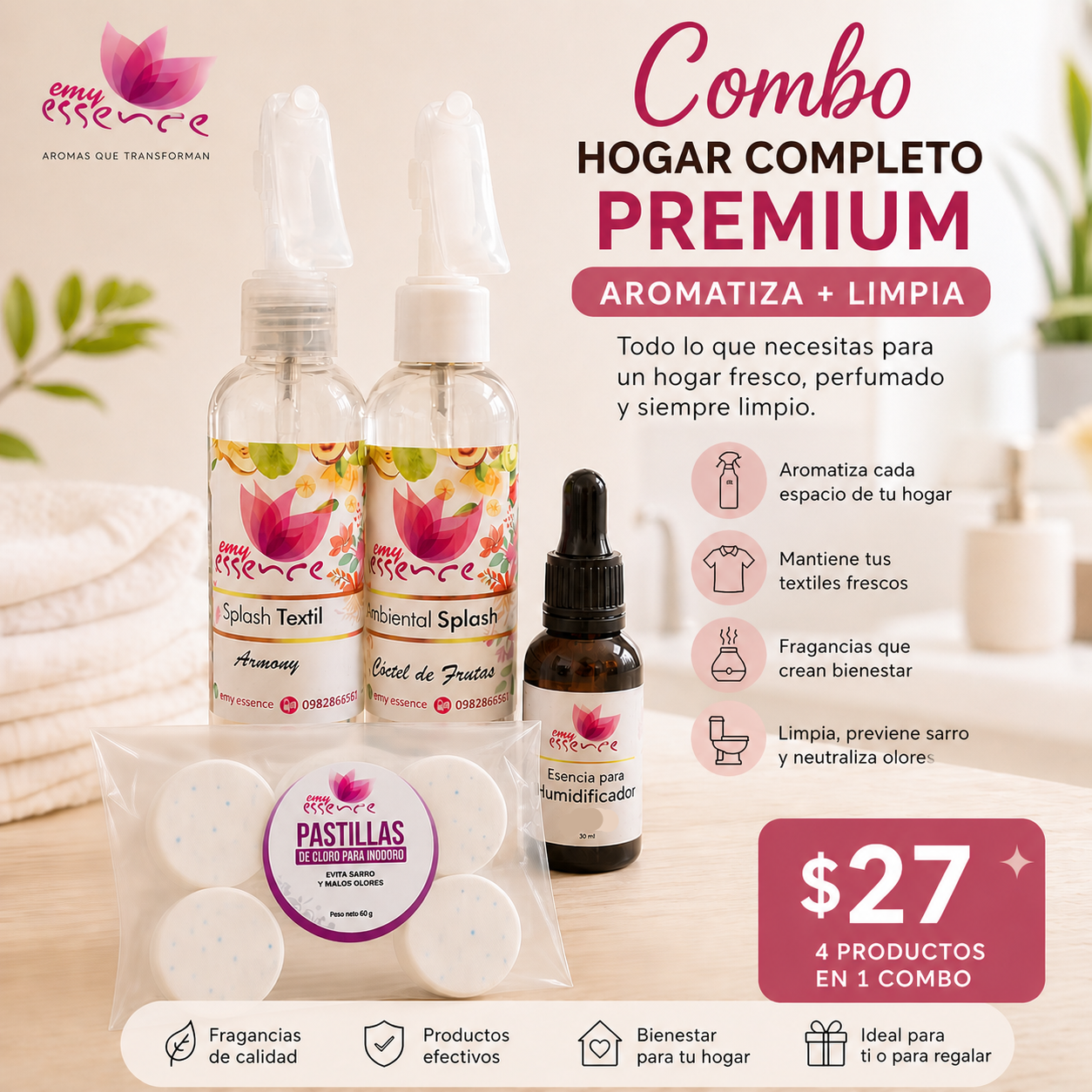 Combo Hogar Completo Premium – Aromatización + Limpieza (4 Productos)
